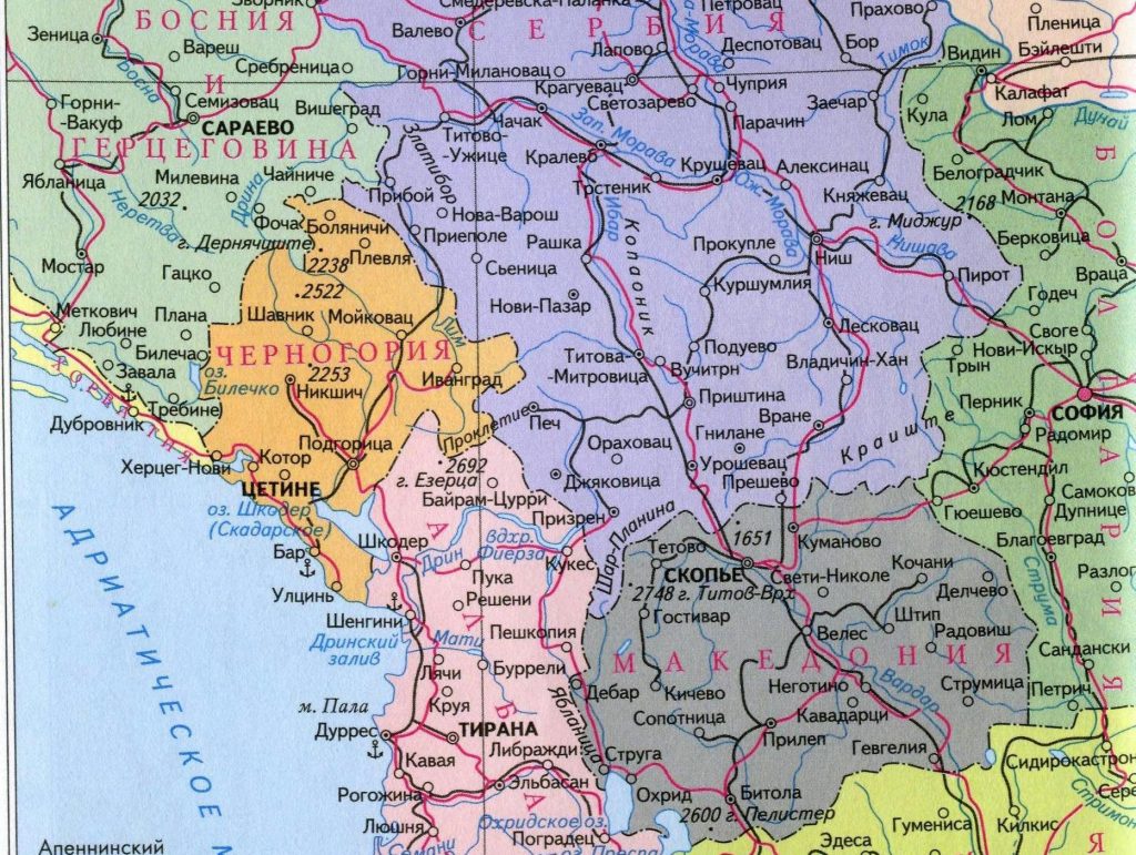 черногория карта