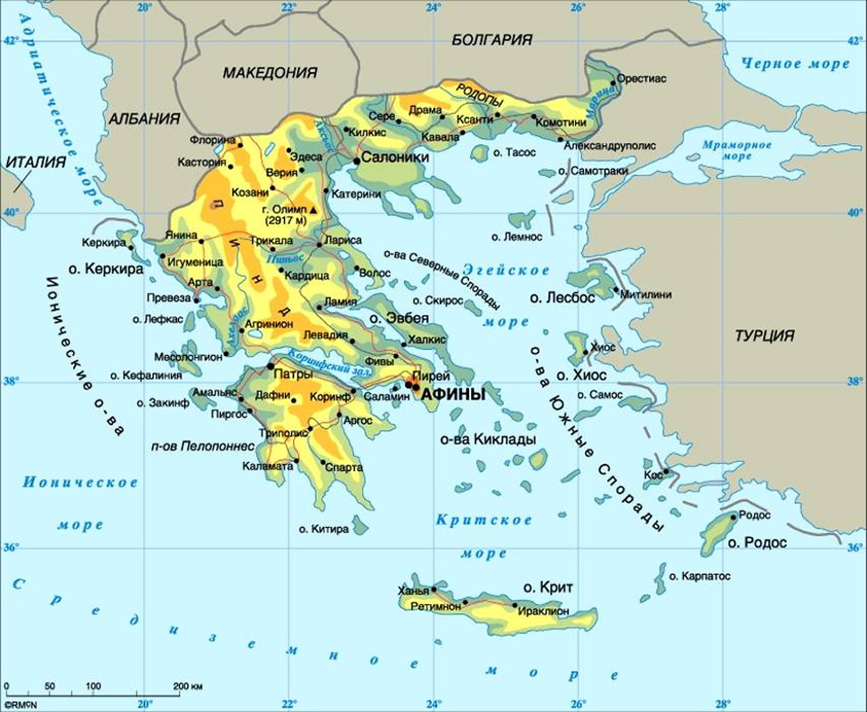 Греция карта